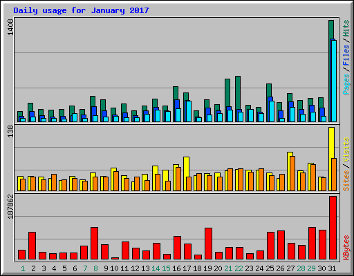 Daily usage for January 2017