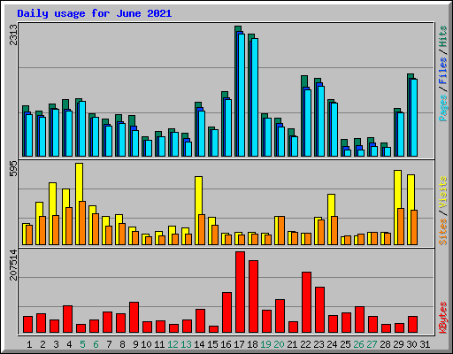 Daily usage for June 2021