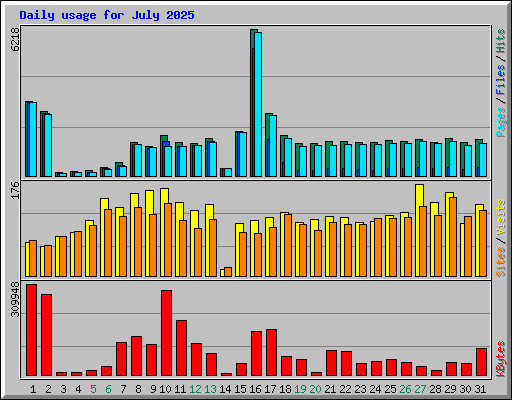 Daily usage for July 2025