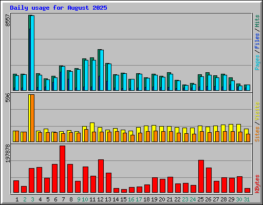 Daily usage for August 2025